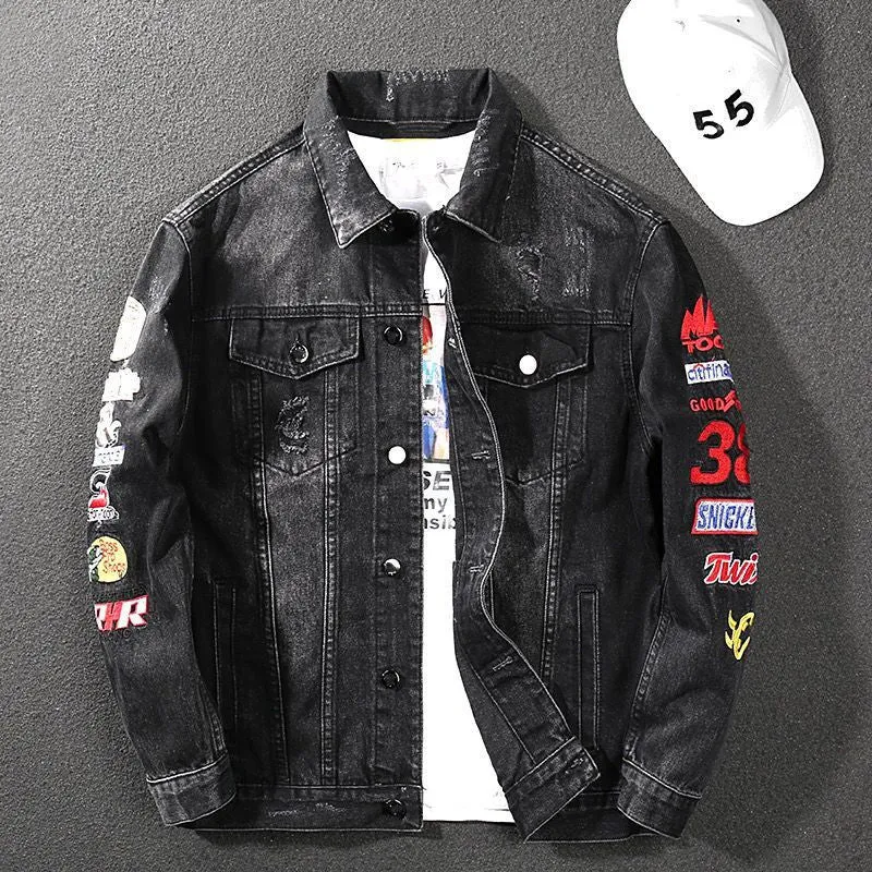 Herren Modische Denim-Jacke Drune