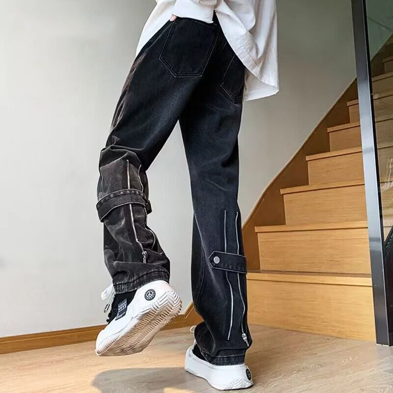 Herren Modische Cargo-Jeans mit Zipper-Details Drune
