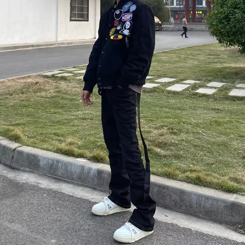 Herren Modische Bomberjacke mit kreativen Applikationen Drune