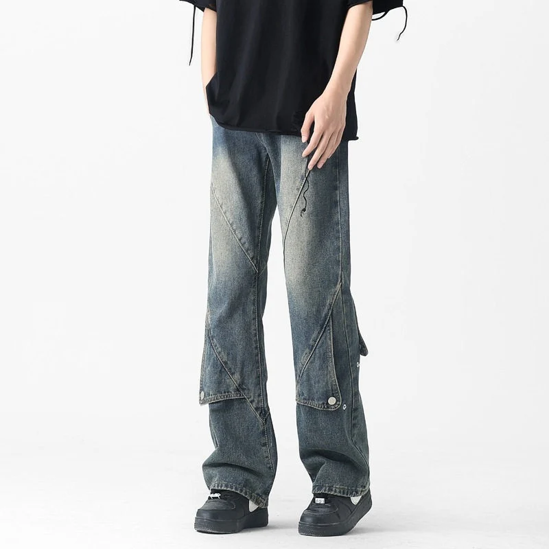 Herren Modische Baggy Jeans mit innovativen Nähten Drune