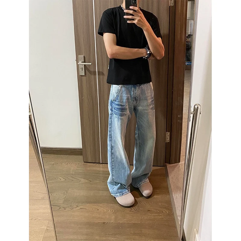 Herren Lässige Weitgeschnittene Denim-Jeans Drune