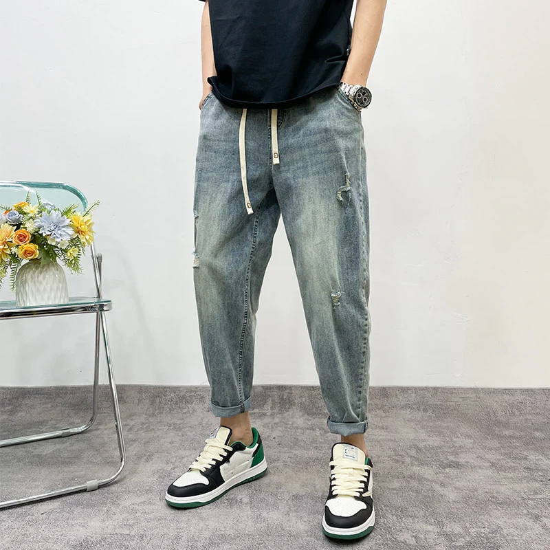 Herren Lässige Ripped Denim-Hose Drune