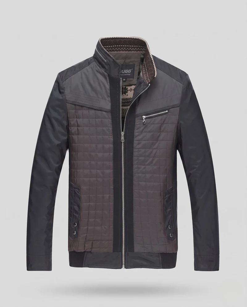 Herren moderne gesteppte Übergangsjacke in einem Materialmix mit Reißverschluss-Brusttasche