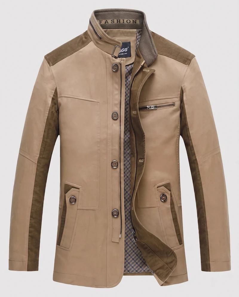 Herren Moderne Stadt Utility Jacke mit Stehkragen und Kontrastkordeltrim