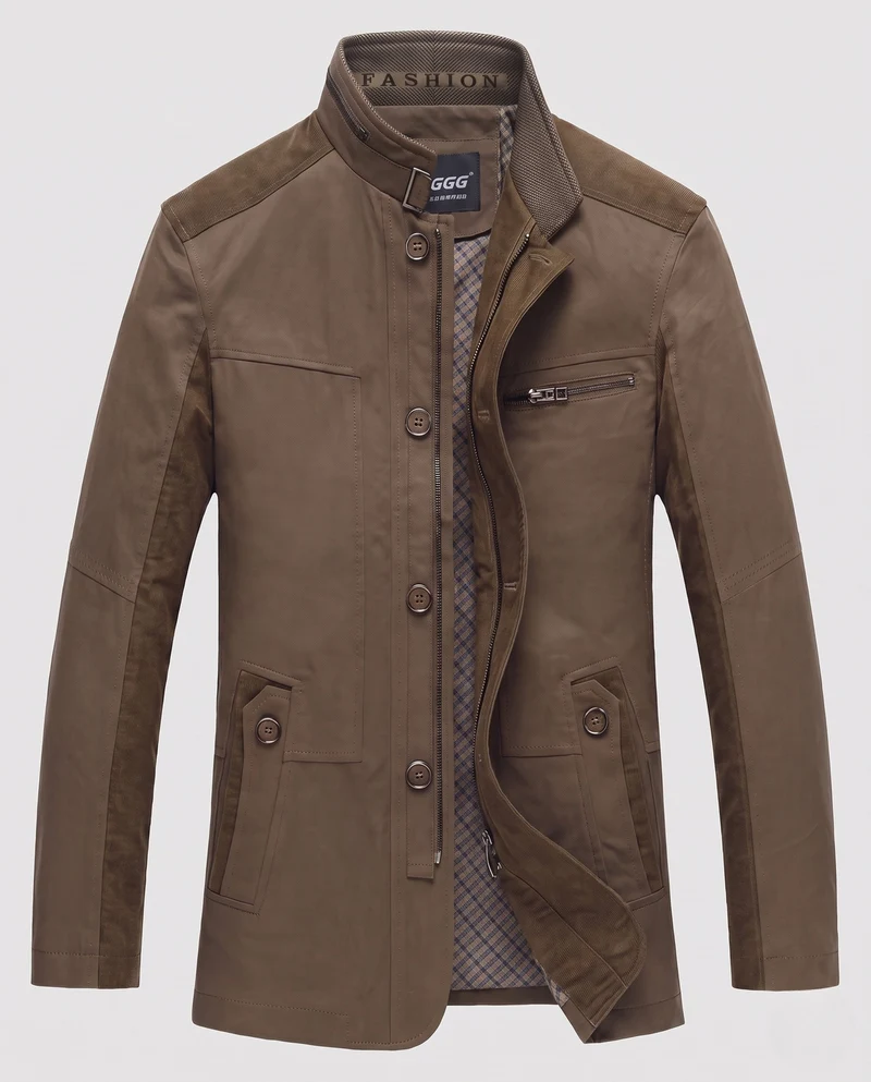 Herren Moderne Stadt Utility Jacke mit Stehkragen und Kontrastkordeltrim