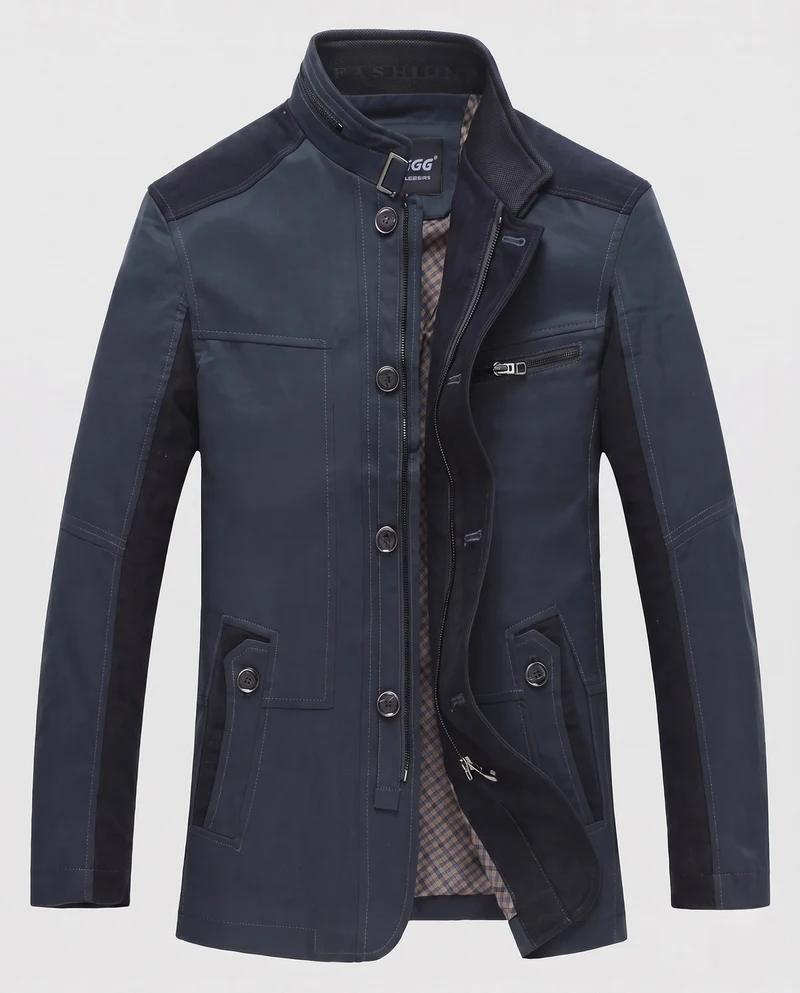 Herren Moderne Stadt Utility Jacke mit Stehkragen und Kontrastkordeltrim