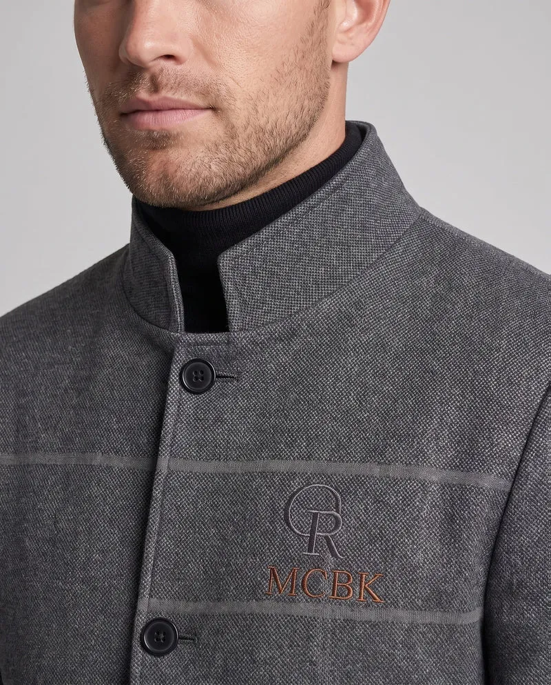 Herren Semi-formal Stehkragen Blazer mit gestepptem Baumwollfutter und aufgesetzten Taschen