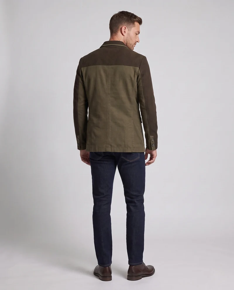 Herren Übergangsblazer mit Kontrastpaneelen und steppartigem Textur