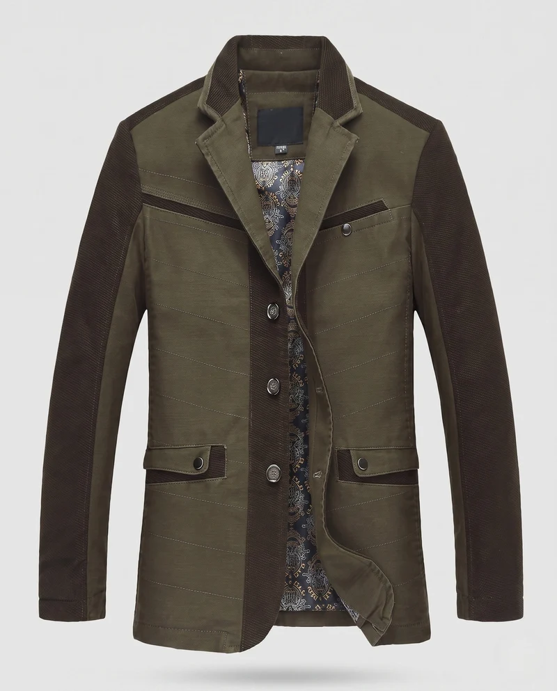 Herren Übergangsblazer mit Kontrastpaneelen und steppartigem Textur