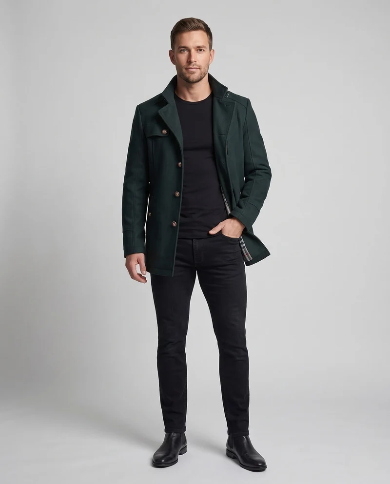 Herren Übergangsjacke im Feldjackenstil mit gemustertem Futter