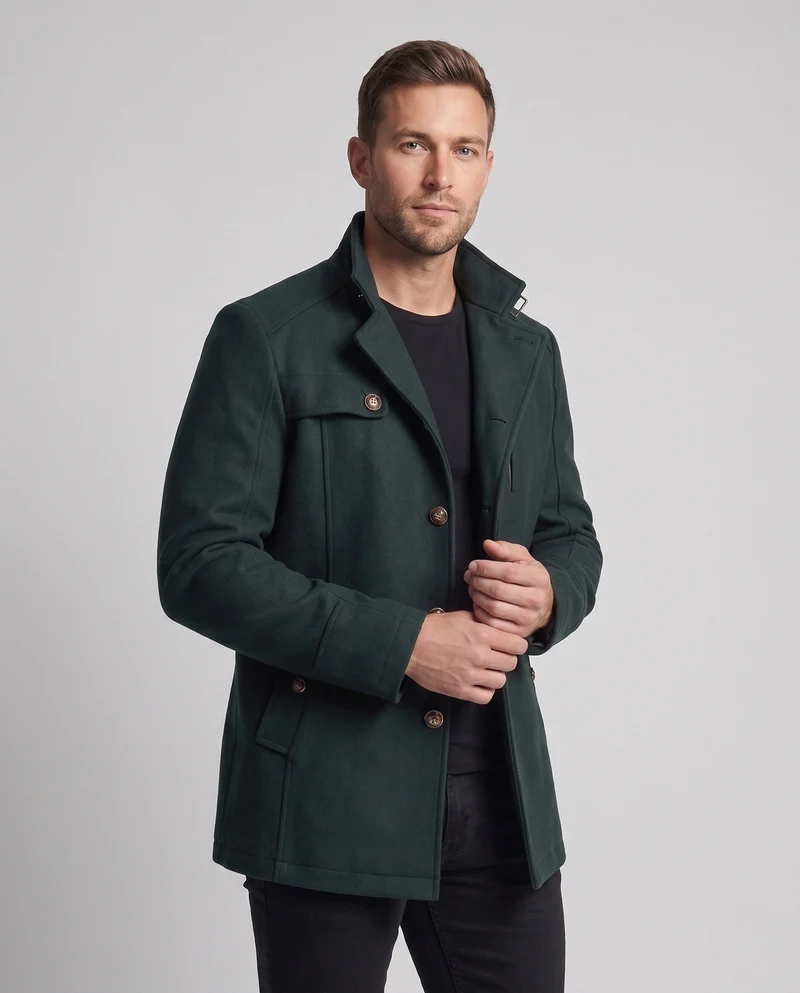 Herren Übergangsjacke im Feldjackenstil mit gemustertem Futter