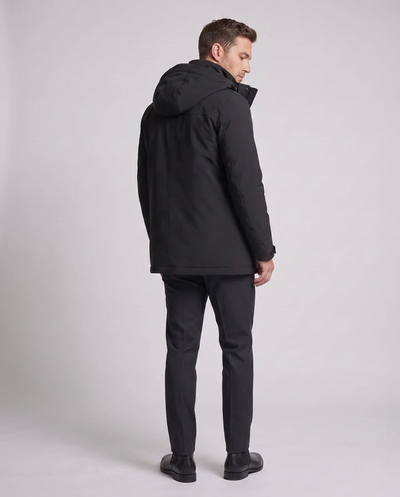 Herren wasserabweisende Softshell-Winterjacke mit Kapuze und Füllung aus Schafswolle-Mix