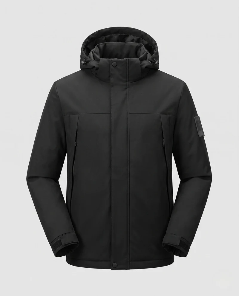 Herren wasserabweisende Softshell-Winterjacke mit Kapuze und Füllung aus Schafswolle-Mix