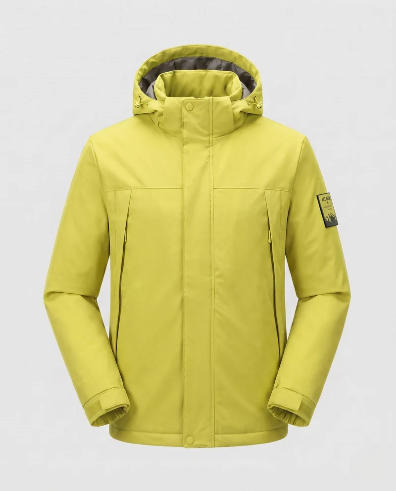 Herren wasserabweisende Softshell-Winterjacke mit Kapuze und Füllung aus Schafswolle-Mix