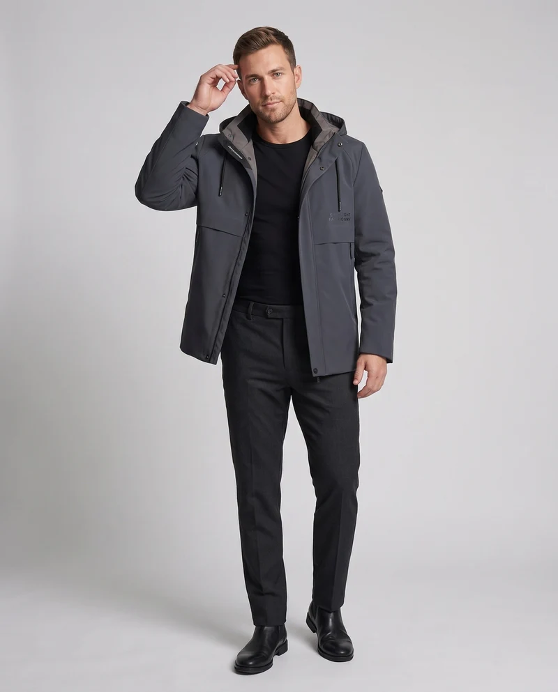 Herren wasserabweisende gepolsterte Jacke mit Kapuze und Daunenfüllung