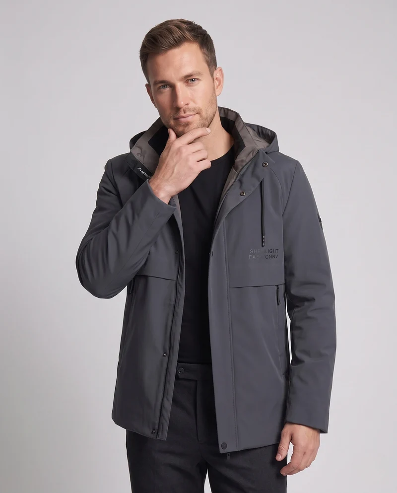 Herren wasserabweisende gepolsterte Jacke mit Kapuze und Daunenfüllung