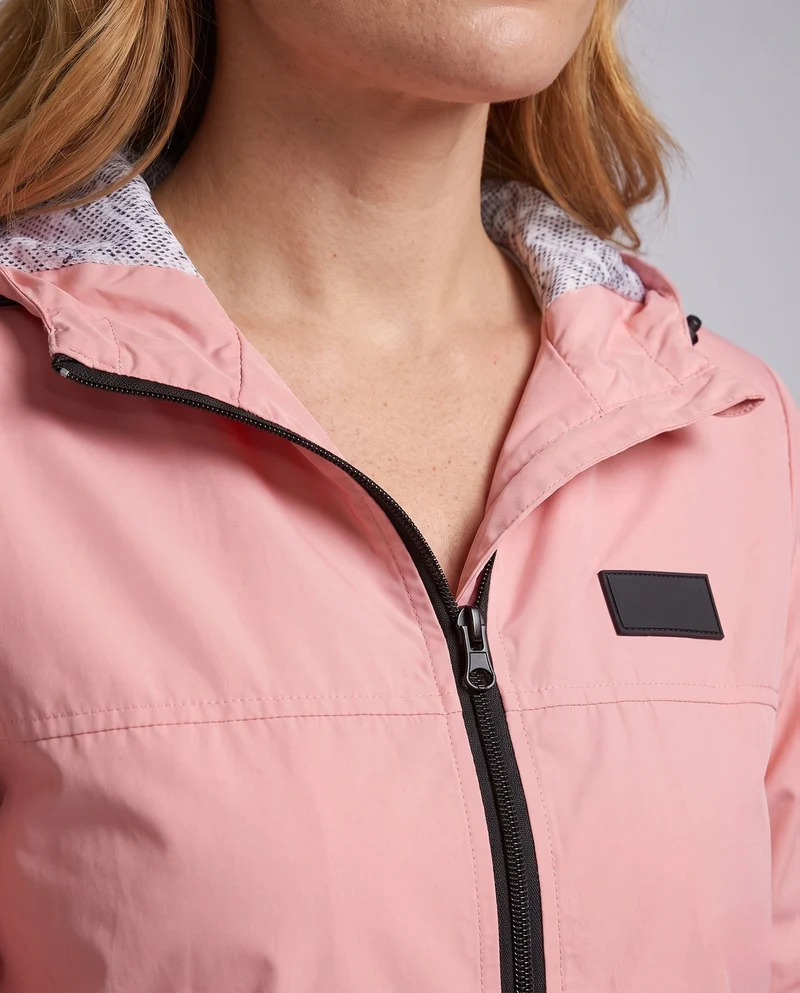 Damen leichte Kapuzenwindjacke mit atmungsaktiver Innenschicht und Reißverschluss