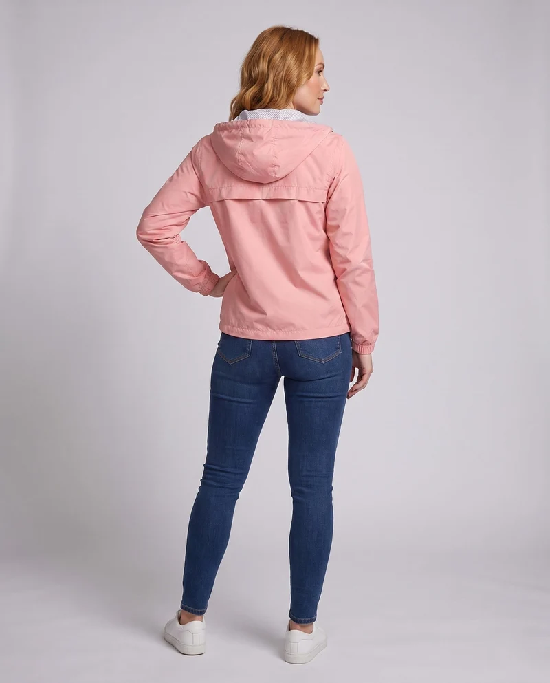 Damen leichte Kapuzenwindjacke mit atmungsaktiver Innenschicht und Reißverschluss