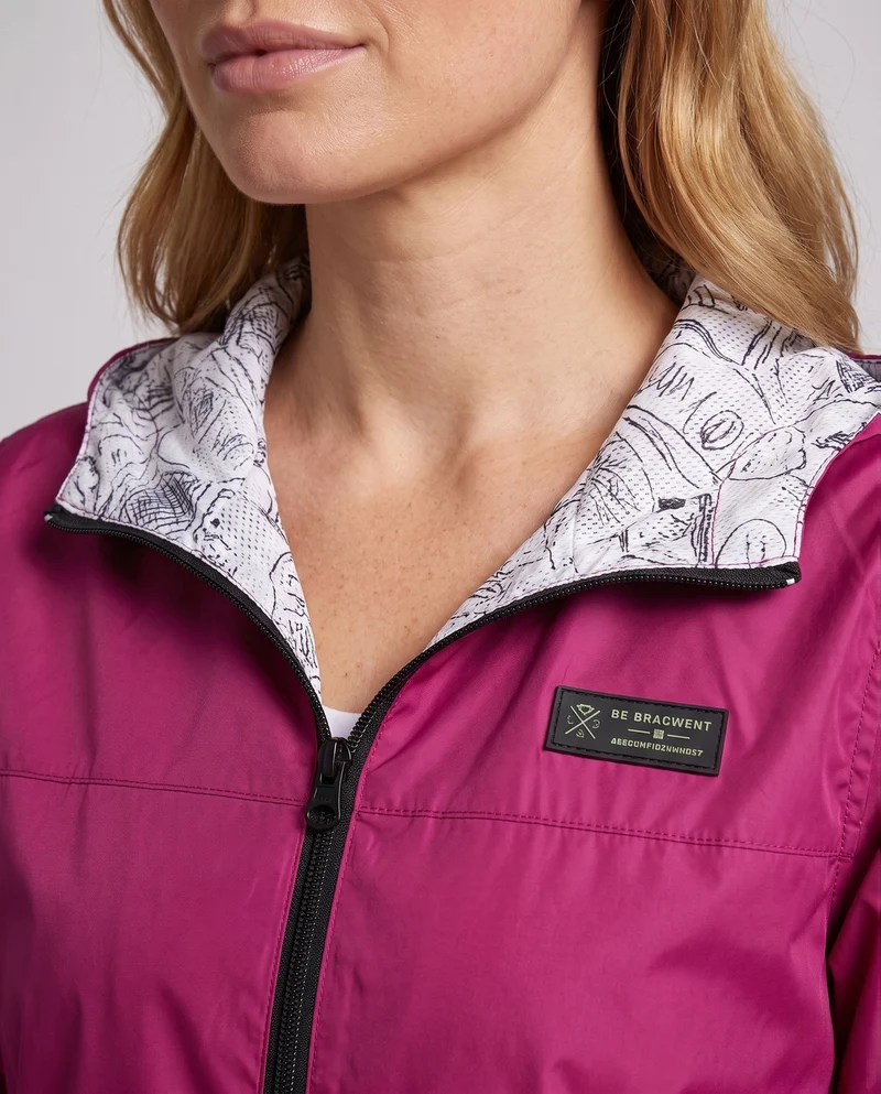 Damen Leichte Kapuze Windjacke mit bedrucktem Futter, Wasserabweisend und verstaubar