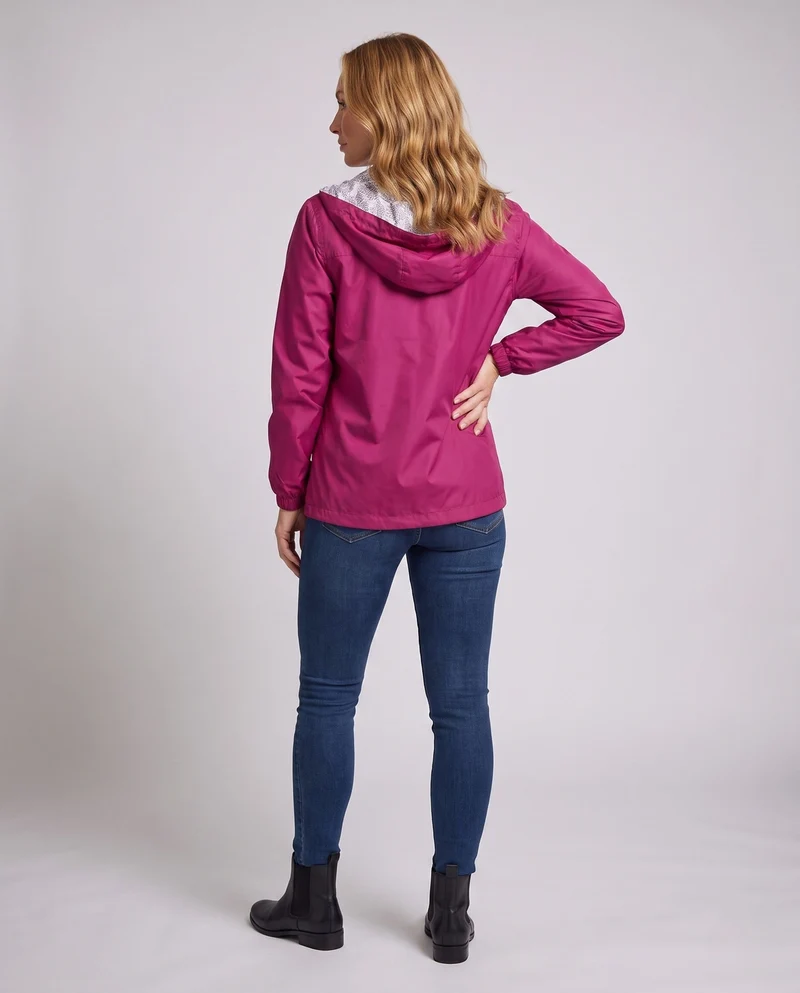 Damen Leichte Kapuze Windjacke mit bedrucktem Futter, Wasserabweisend und verstaubar