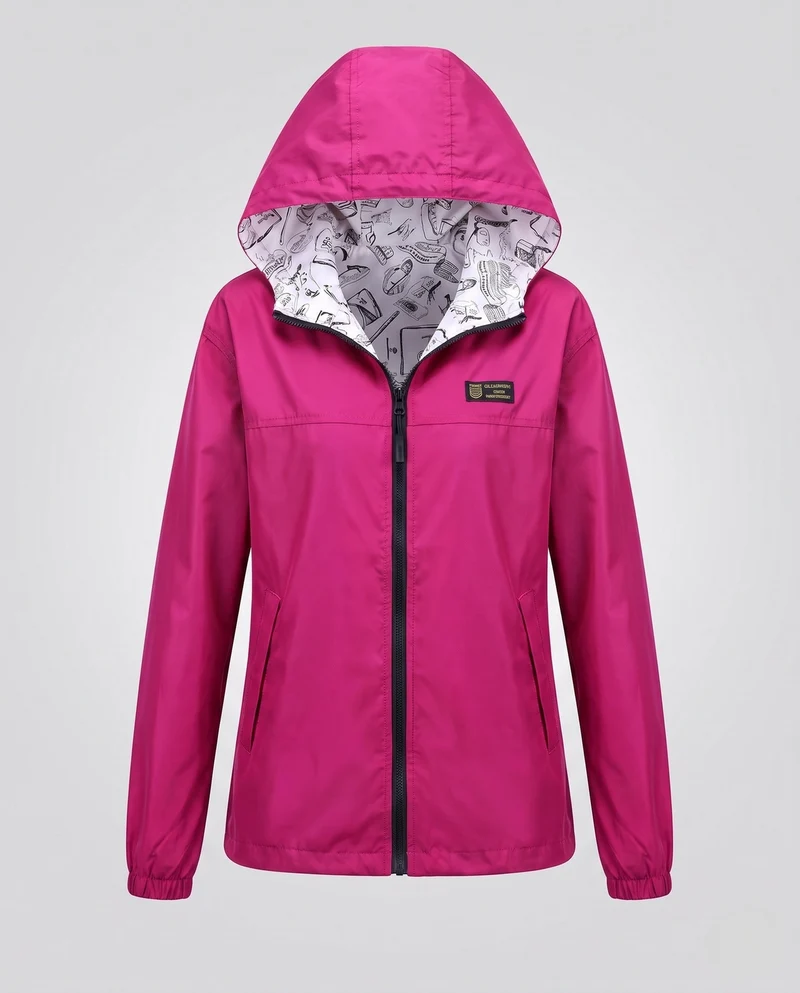 Damen Leichte Kapuze Windjacke mit bedrucktem Futter, Wasserabweisend und verstaubar