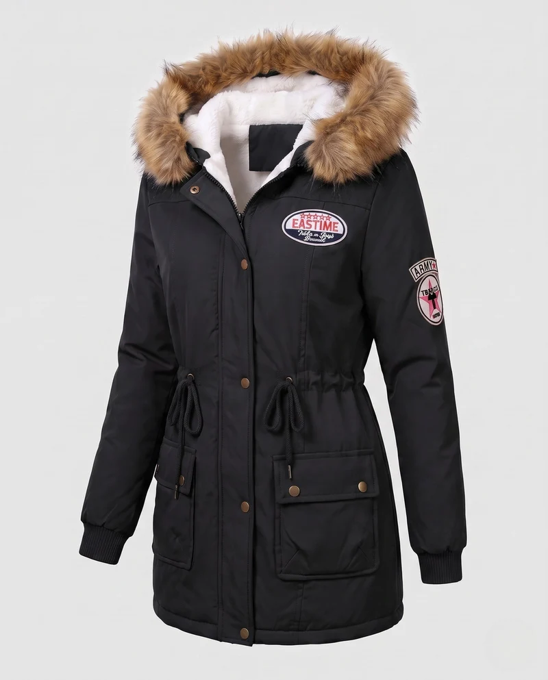 Damen Utility-Parka mit gesteppter Thermofüllung und Abzeichen-Details
