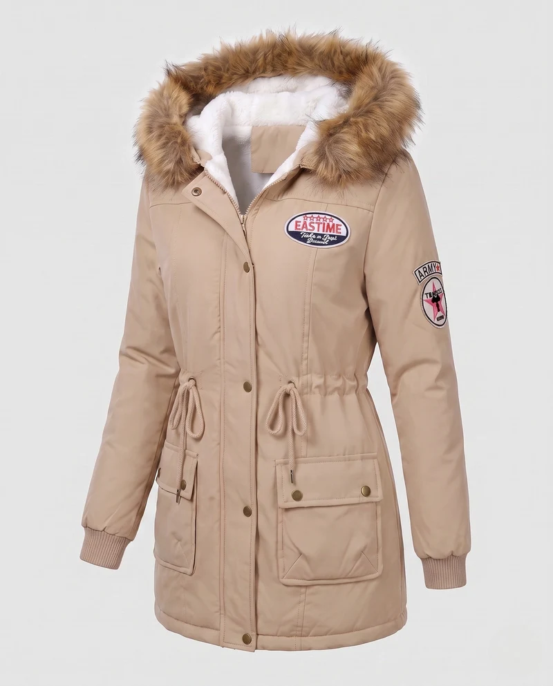 Damen Utility-Parka mit gesteppter Thermofüllung und Abzeichen-Details