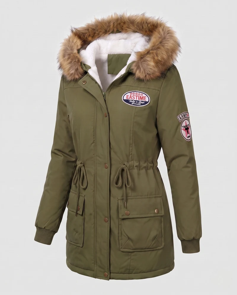 Damen Utility-Parka mit gesteppter Thermofüllung und Abzeichen-Details