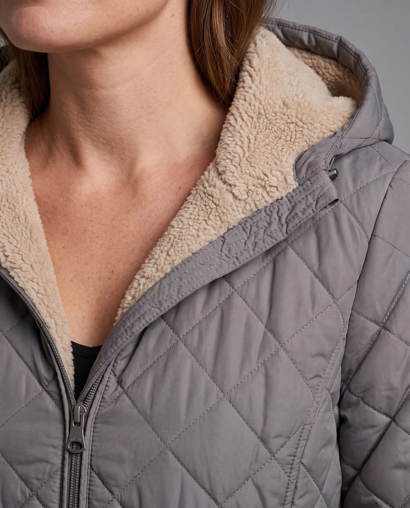 Damen gepolsterter Mantel mit Teddy-Futter und Kapuze