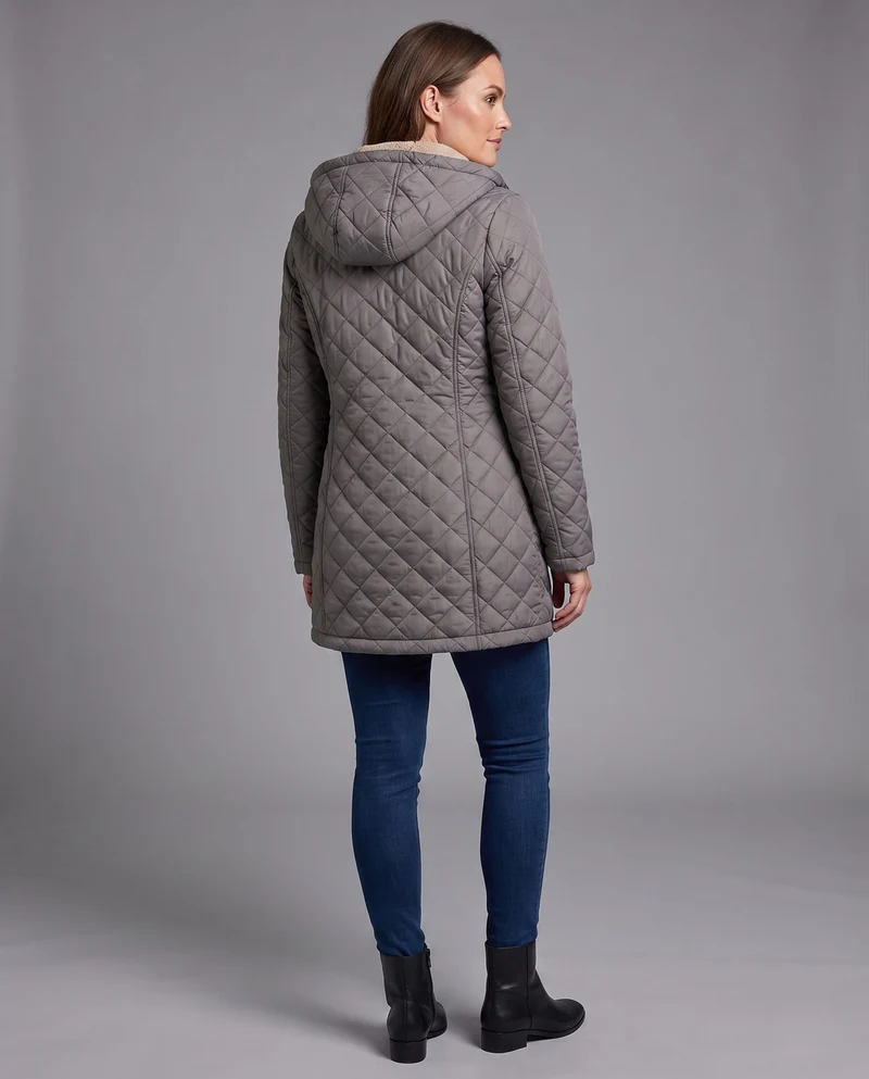 Damen gepolsterter Mantel mit Teddy-Futter und Kapuze