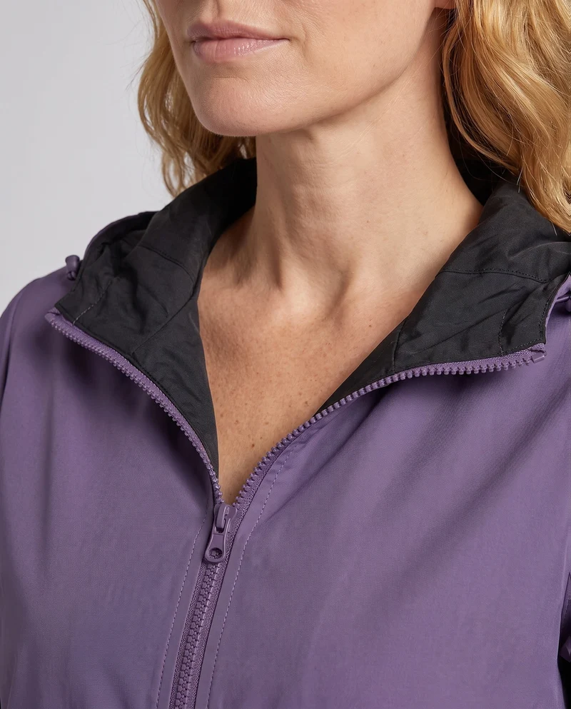 Damen Übergangsjacke mit Kapuze, Reißverschluss, elastischem Saum und aufgesetzten Taschen