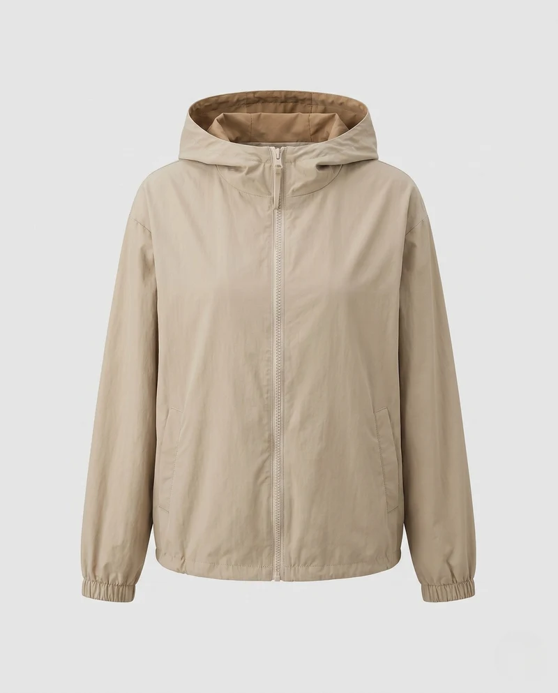 Damen Übergangsjacke mit Kapuze, Reißverschluss, elastischem Saum und aufgesetzten Taschen