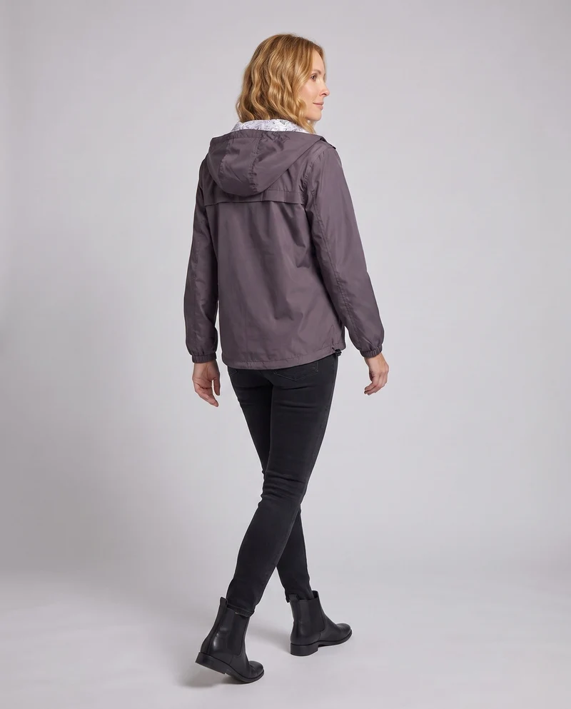 Unisex leichter Kapuzenwindbreaker mit bedrucktem Futter und Kordelzug