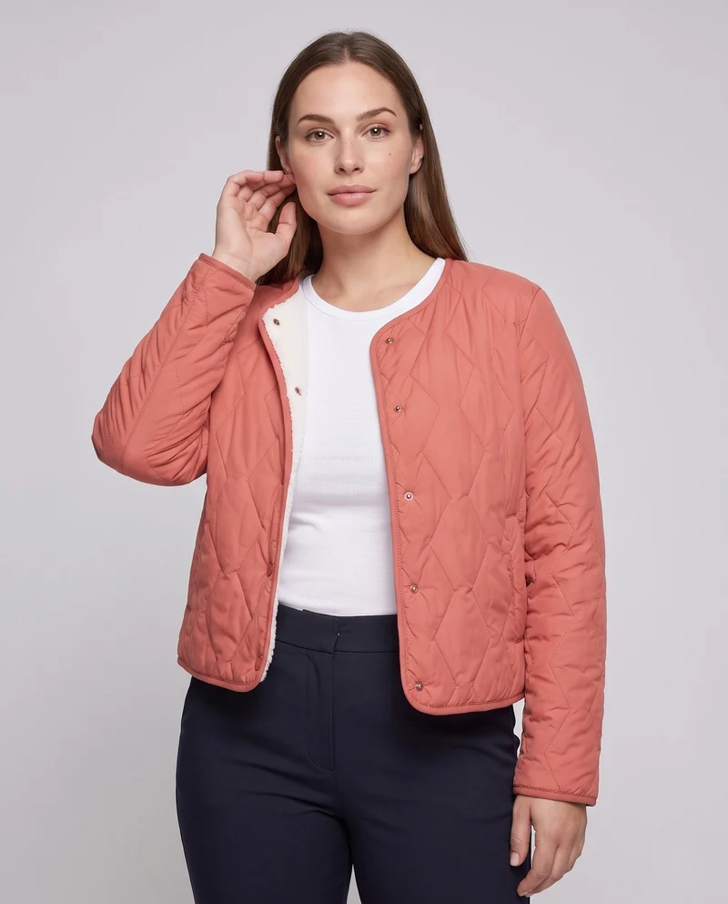 Damen gesteppte Übergangsjacke mit Teddy-Futter