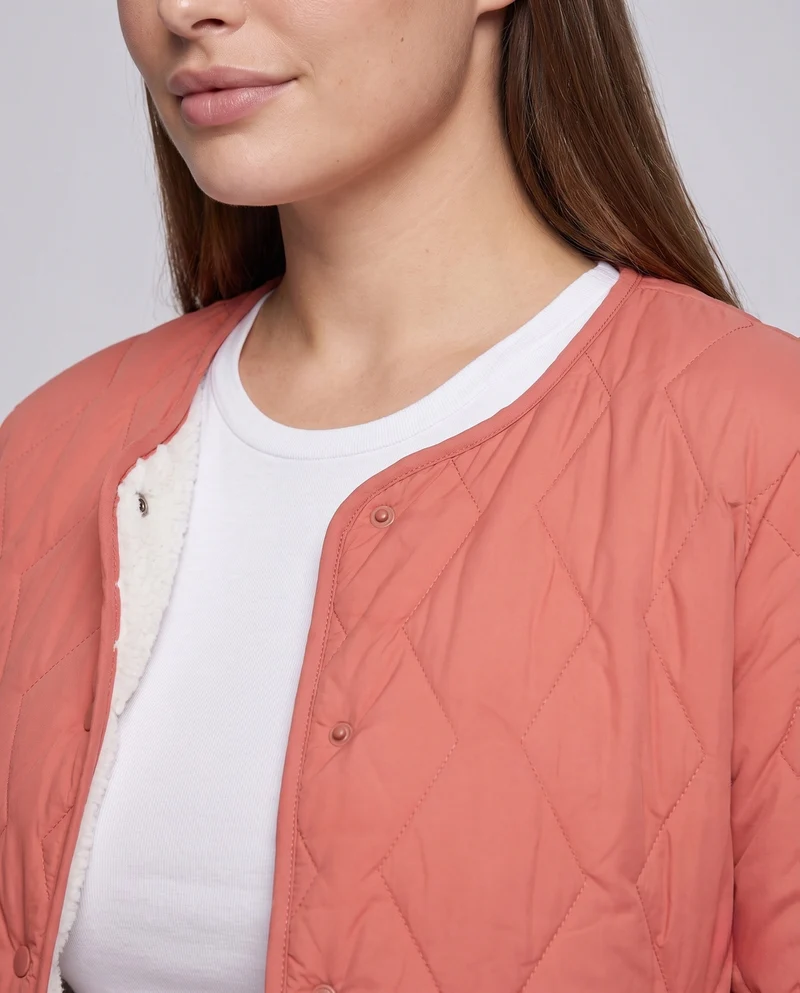 Damen gesteppte Übergangsjacke mit Teddy-Futter