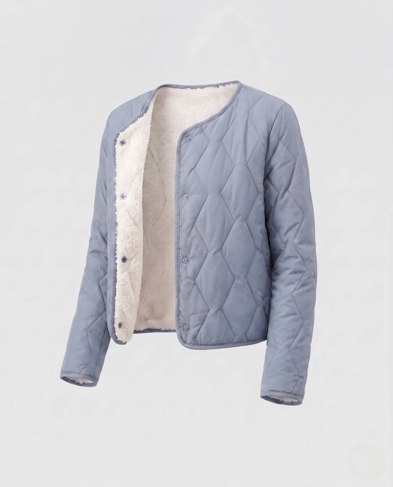 Damen gesteppte Übergangsjacke mit Teddy-Futter