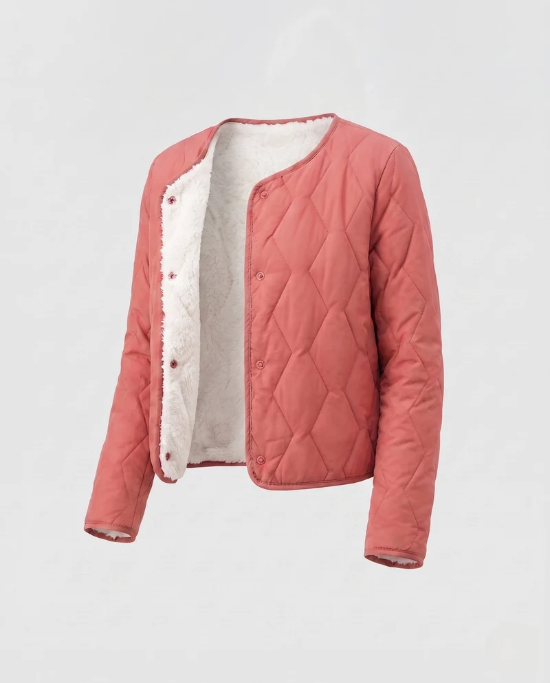 Damen gesteppte Übergangsjacke mit Teddy-Futter