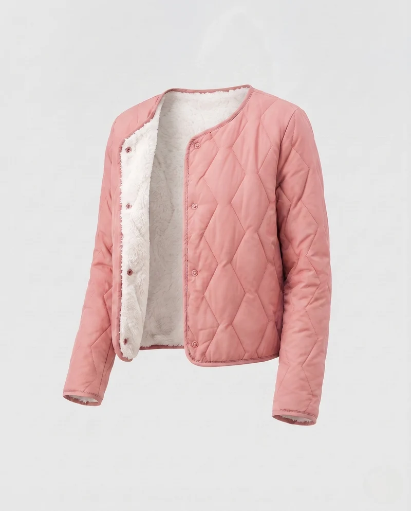 Damen gesteppte Übergangsjacke mit Teddy-Futter