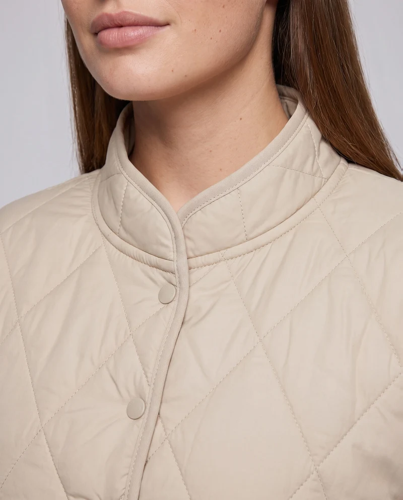 Damen Kurze Stepp-Bolero-Puffermantel mit Stehkragen