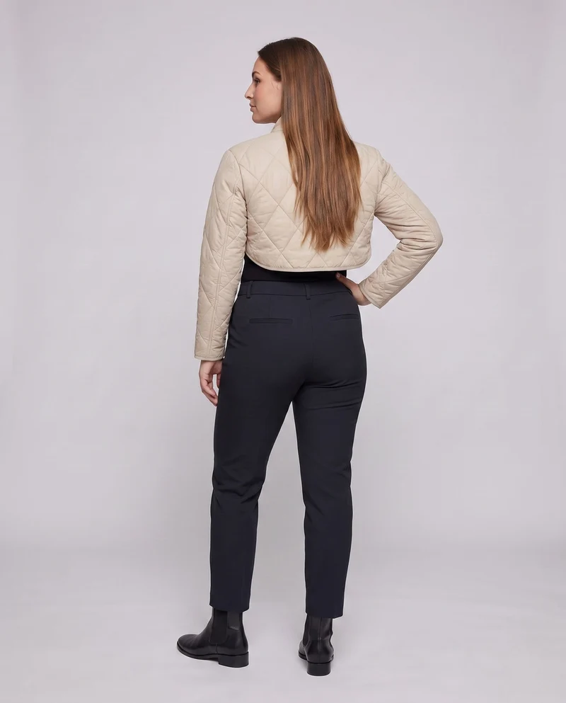 Damen Kurze Stepp-Bolero-Puffermantel mit Stehkragen