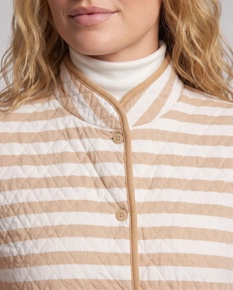 Damen Steppjacke Kurzarm mit Stehkragen und Aufgesetzten Taschen
