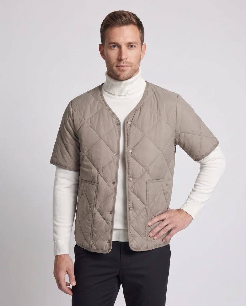 Herren gesteppte thermale Weste mit Teddy-Futter