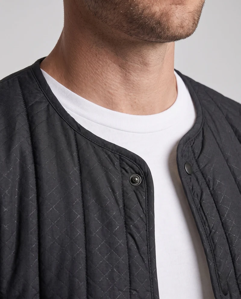 Herren gesteppte Thermojacke mit Teddyfutter und Druckknopfverschluss