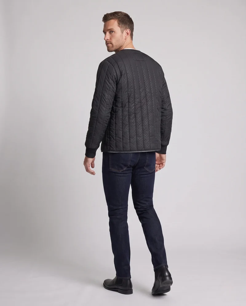 Herren gesteppte Thermojacke mit Teddyfutter und Druckknopfverschluss