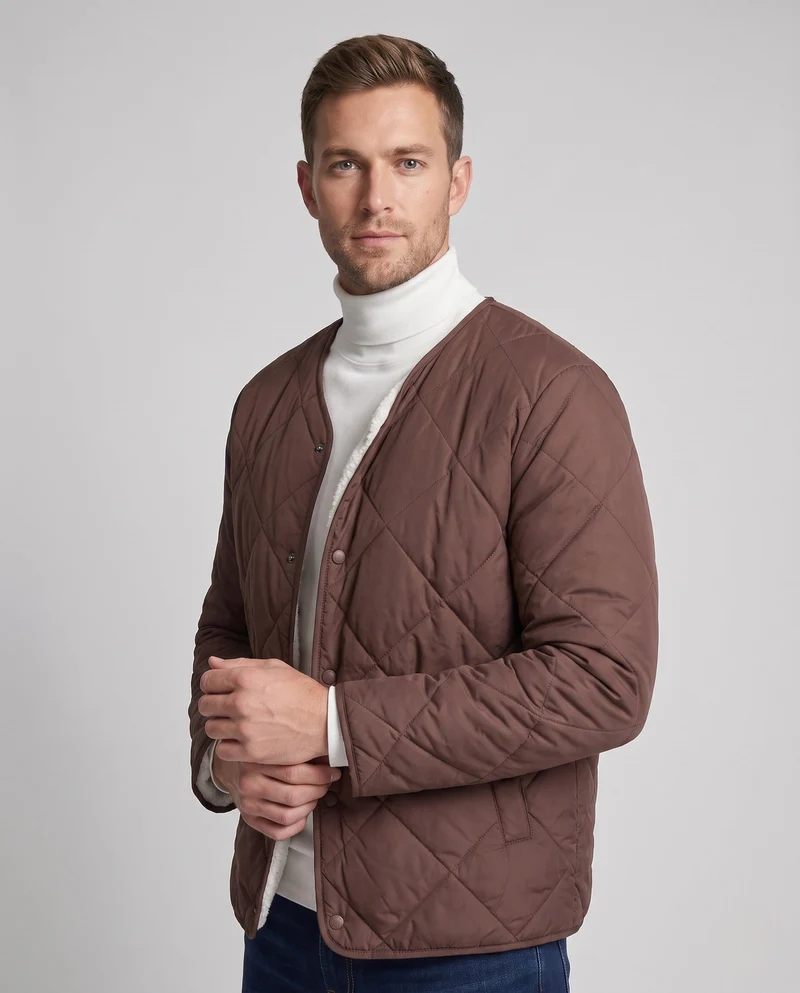 Männer gesteppte Übergangsjacke mit Teddy-Futter