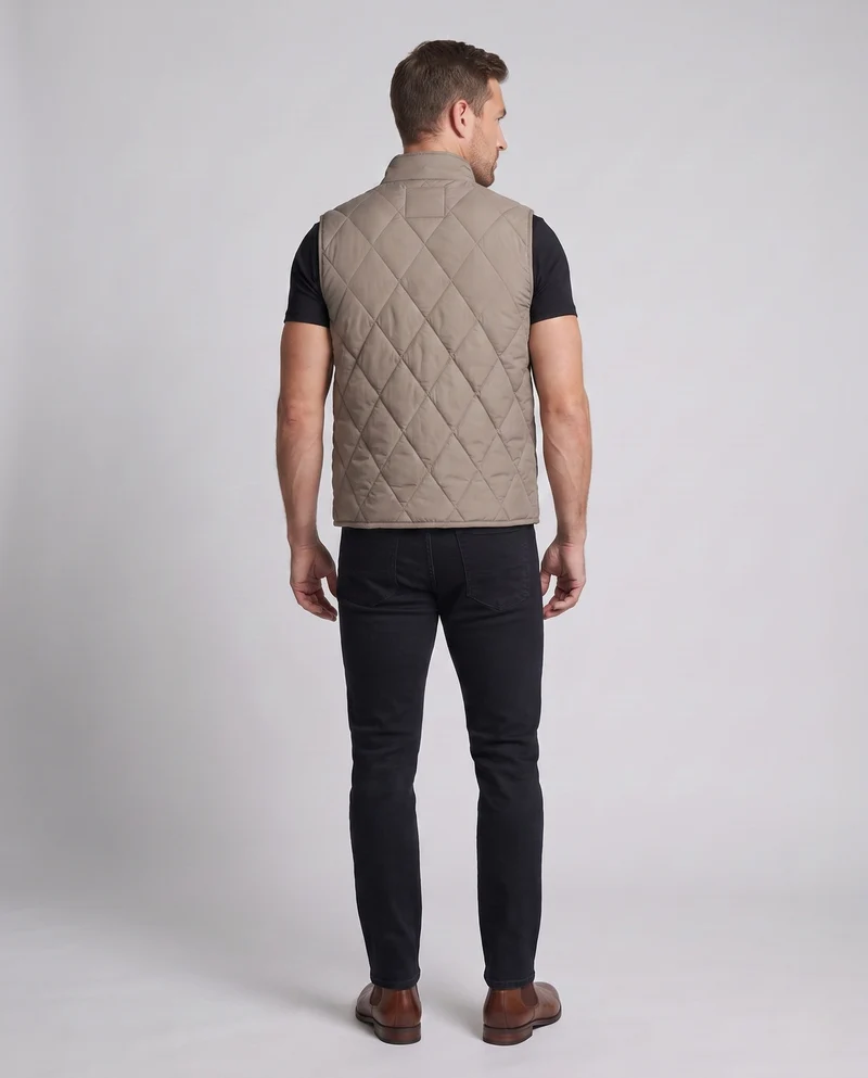 Leichtes gesteppte Thermwesten für Herren mit Stehkragen und seitlichen Taschen