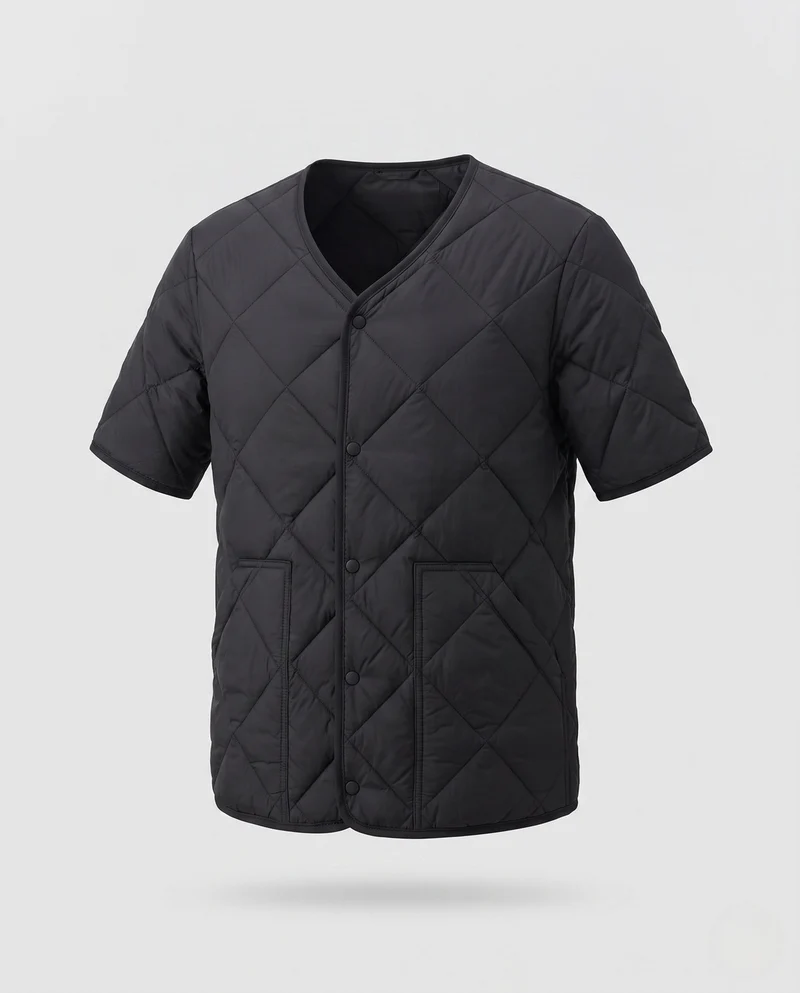 Leichte kurzärmlige Herrenjacke mit Druckknöpfen und Polsterung