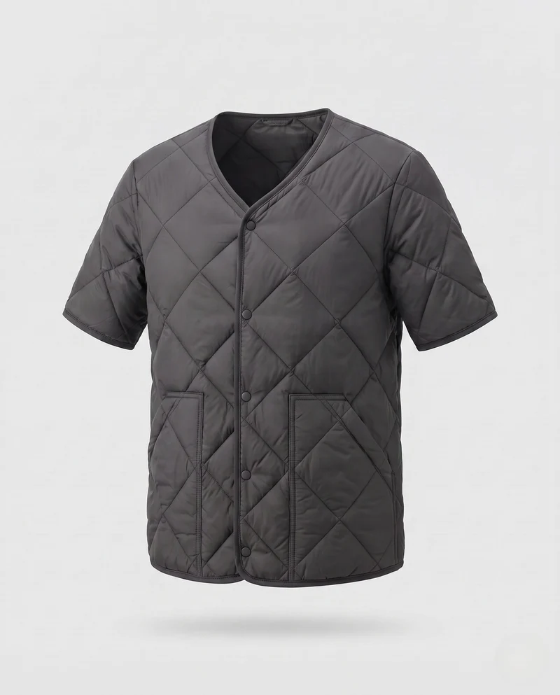 Leichte kurzärmlige Herrenjacke mit Druckknöpfen und Polsterung