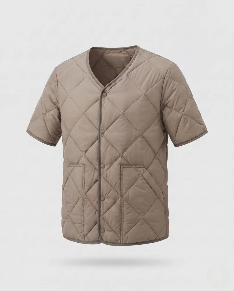 Leichte kurzärmlige Herrenjacke mit Druckknöpfen und Polsterung