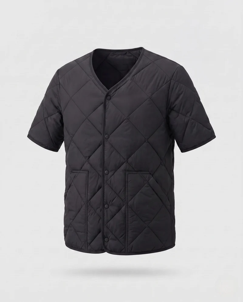 Leichte kurzärmlige Herrenjacke mit Druckknöpfen und Polsterung